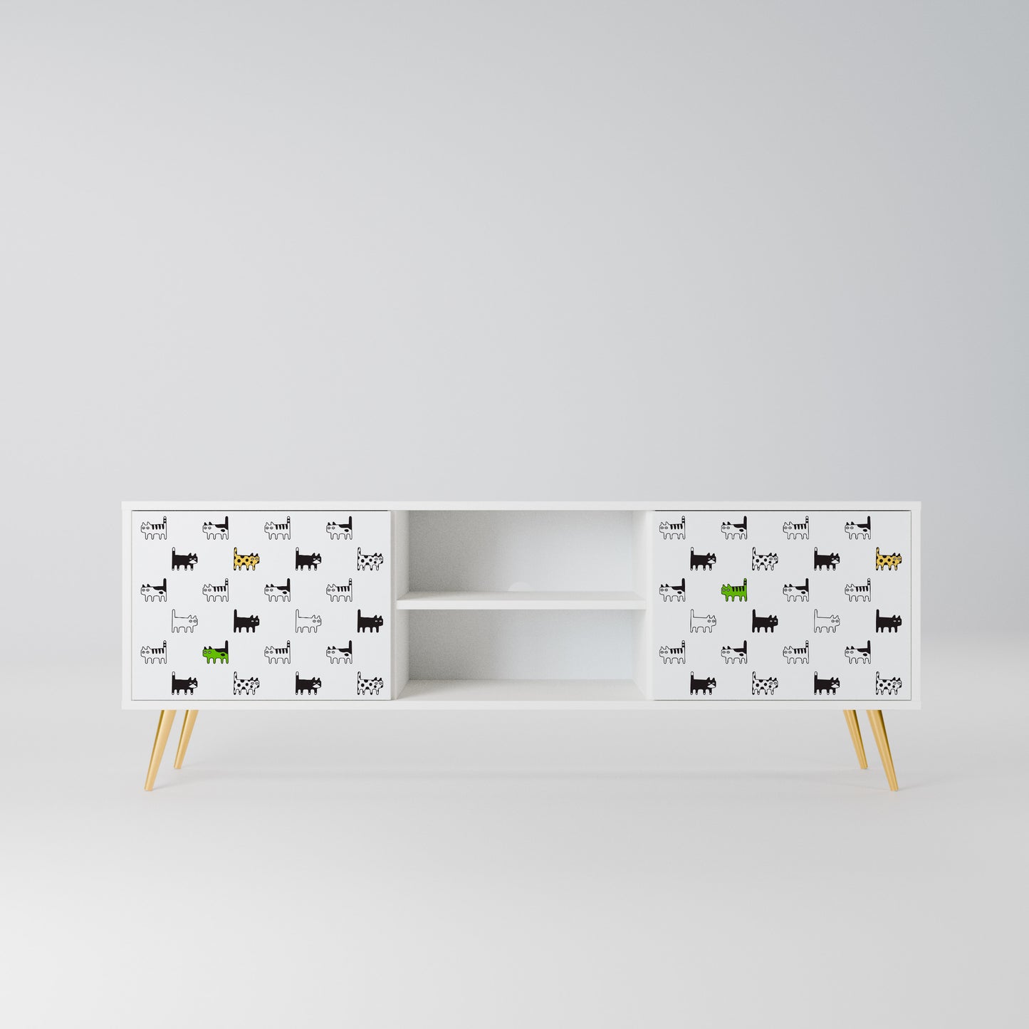 CATS COMPILATION Mobile TV a 2 Ante in Finitura Bianca