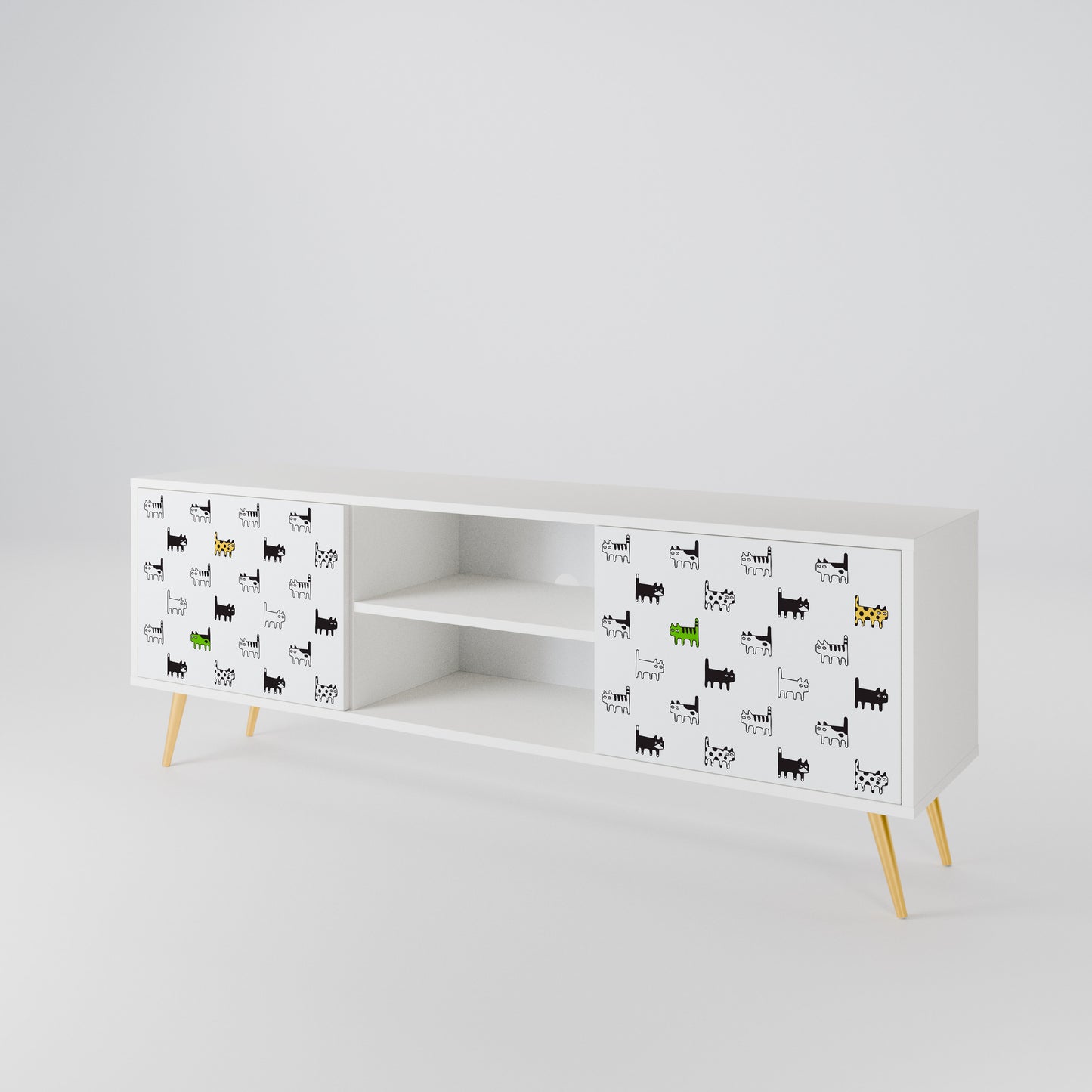 CATS COMPILATION Mobile TV a 2 Ante in Finitura Bianca