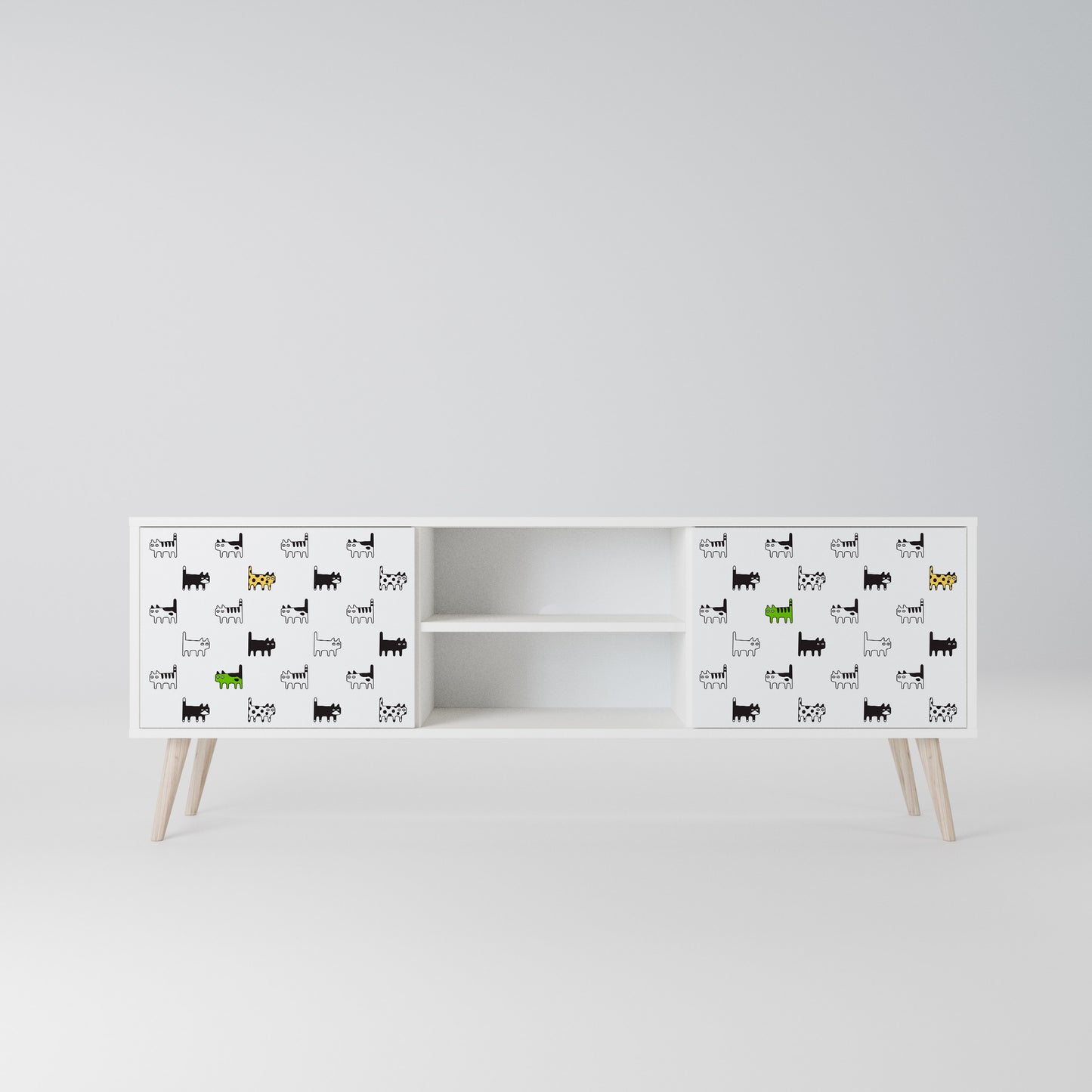 CATS COMPILATION Mobile TV a 2 Ante in Finitura Bianca