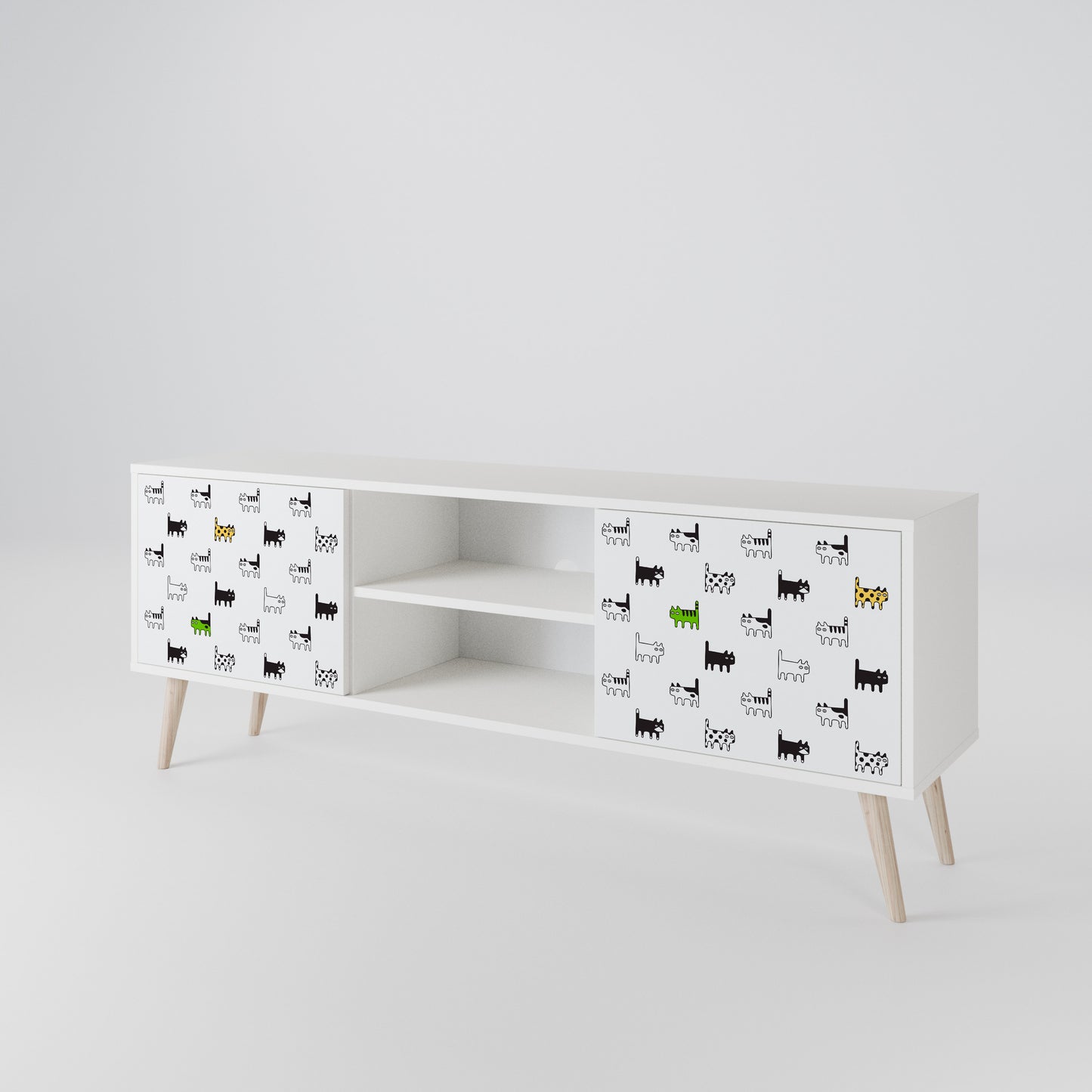 CATS COMPILATION Mobile TV a 2 Ante in Finitura Bianca