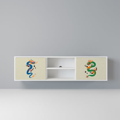 MYTHOLOGICAL CREATURES Mobile TV a 2 Ante in Finitura Bianca