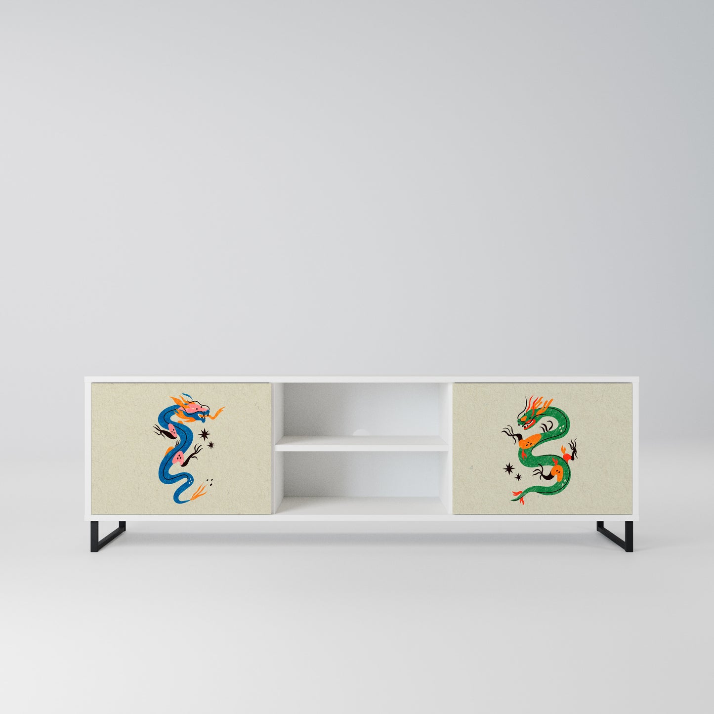 MYTHOLOGICAL CREATURES Mobile TV a 2 Ante in Finitura Bianca