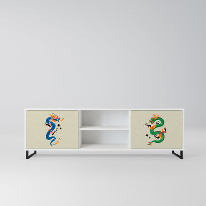 MYTHOLOGICAL CREATURES Mobile TV a 2 Ante in Finitura Bianca