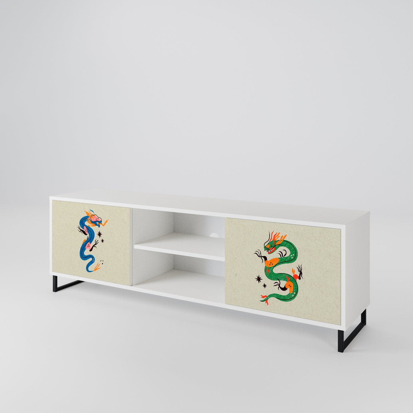 MYTHOLOGICAL CREATURES Mobile TV a 2 Ante in Finitura Bianca