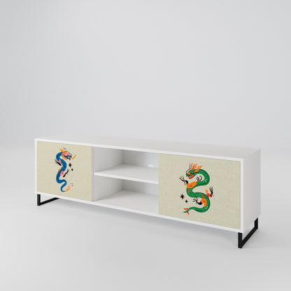 MYTHOLOGICAL CREATURES Mobile TV a 2 Ante in Finitura Bianca