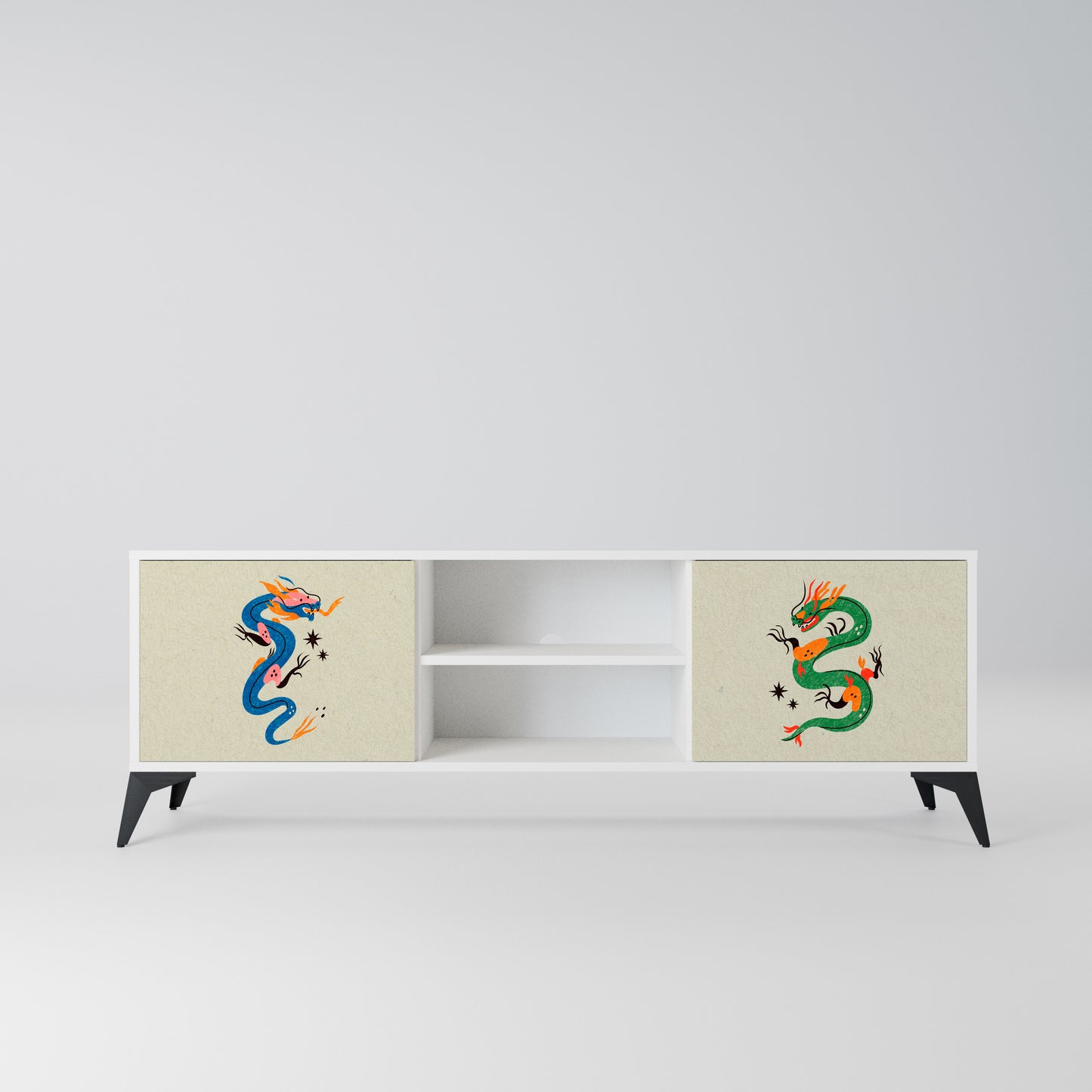 MYTHOLOGICAL CREATURES Mobile TV a 2 Ante in Finitura Bianca