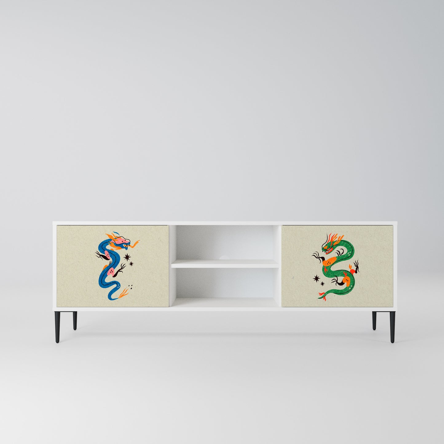 MYTHOLOGICAL CREATURES Mobile TV a 2 Ante in Finitura Bianca