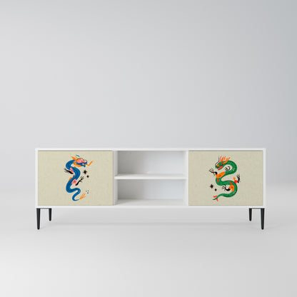 MYTHOLOGICAL CREATURES Mobile TV a 2 Ante in Finitura Bianca