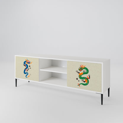 MYTHOLOGICAL CREATURES Mobile TV a 2 Ante in Finitura Bianca