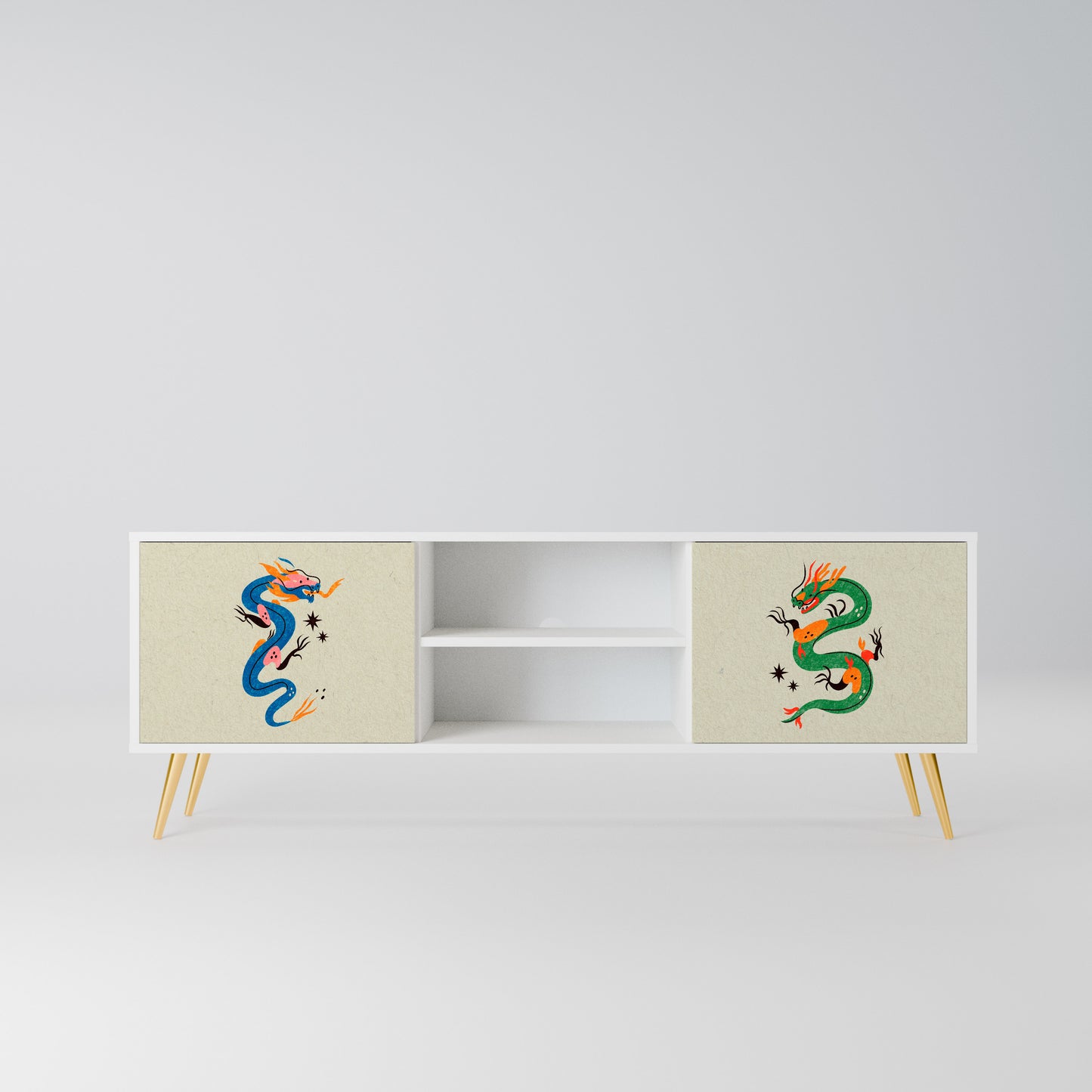 MYTHOLOGICAL CREATURES Mobile TV a 2 Ante in Finitura Bianca