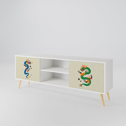 MYTHOLOGICAL CREATURES Mobile TV a 2 Ante in Finitura Bianca