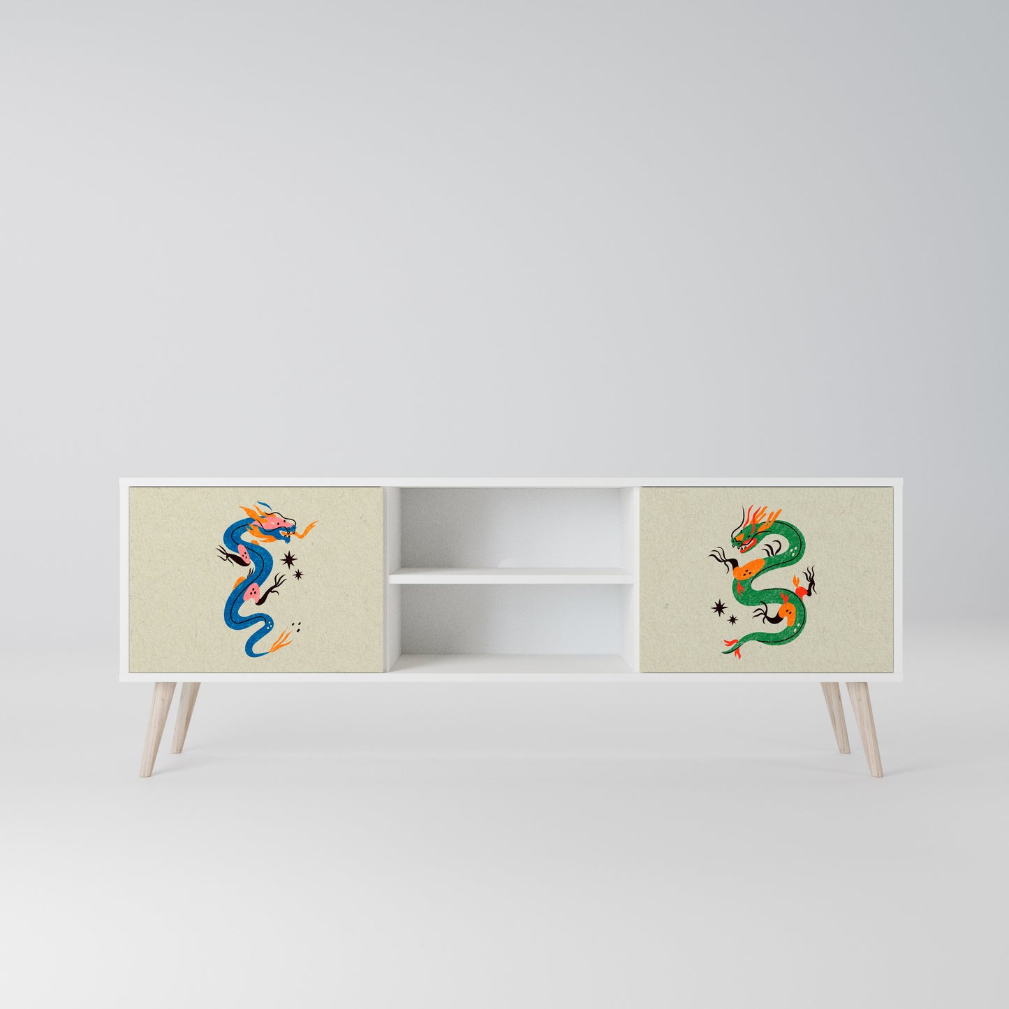 MYTHOLOGICAL CREATURES Mobile TV a 2 Ante in Finitura Bianca