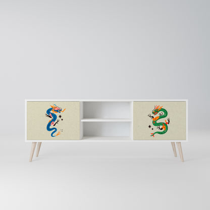 MYTHOLOGICAL CREATURES Mobile TV a 2 Ante in Finitura Bianca