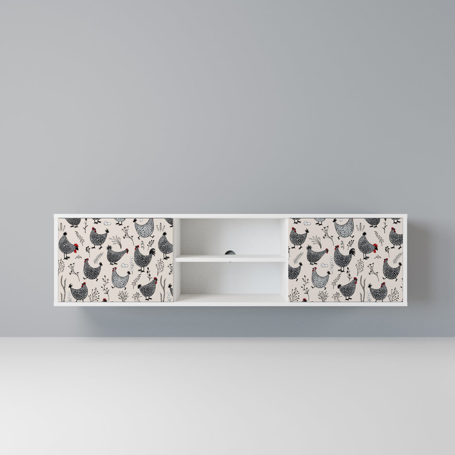 HAPPY HENS Mobile TV a 2 Ante in Finitura Bianca