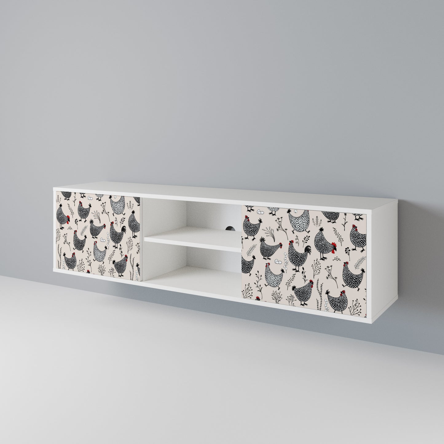 HAPPY HENS Mobile TV a 2 Ante in Finitura Bianca