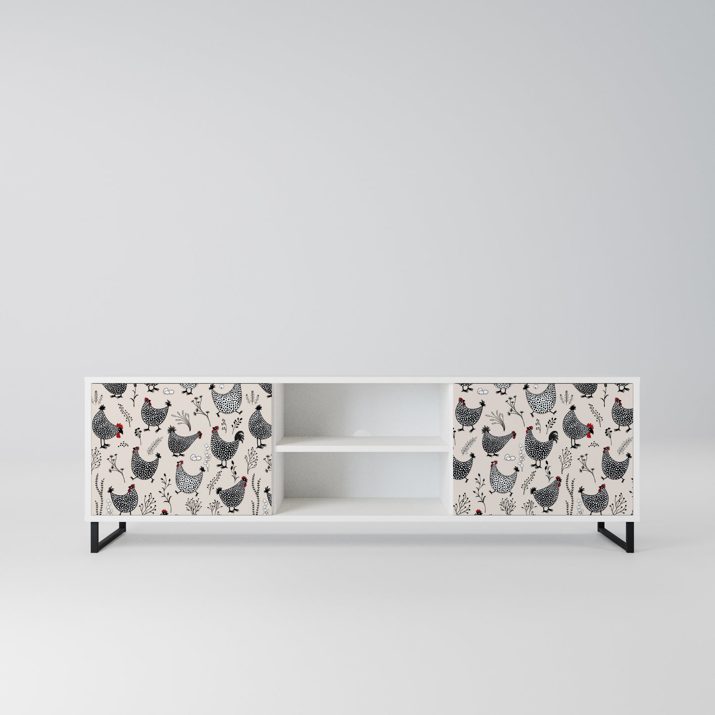 HAPPY HENS Mobile TV a 2 Ante in Finitura Bianca