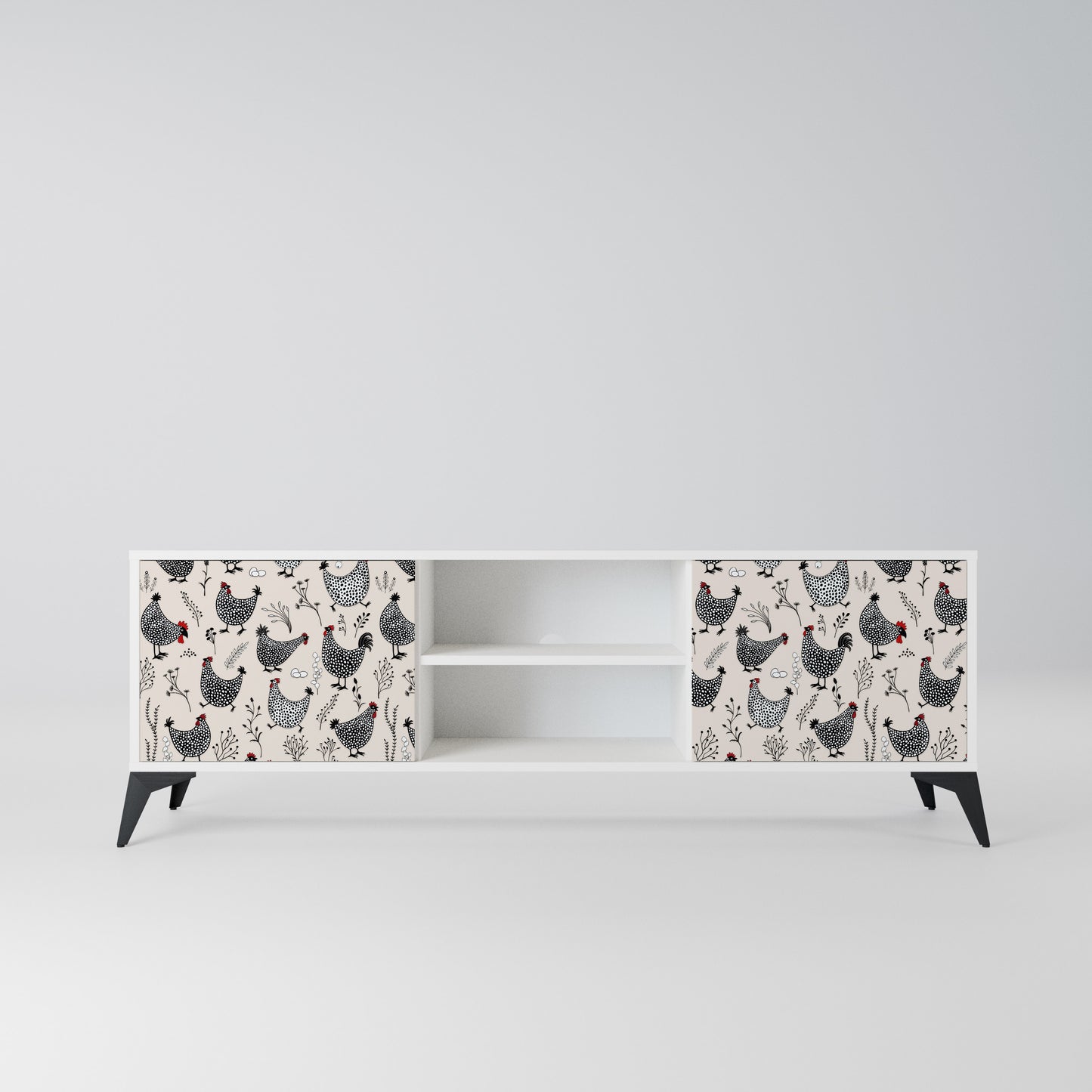 HAPPY HENS Mobile TV a 2 Ante in Finitura Bianca