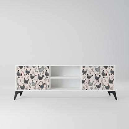 HAPPY HENS Mobile TV a 2 Ante in Finitura Bianca