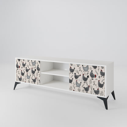 HAPPY HENS Mobile TV a 2 Ante in Finitura Bianca