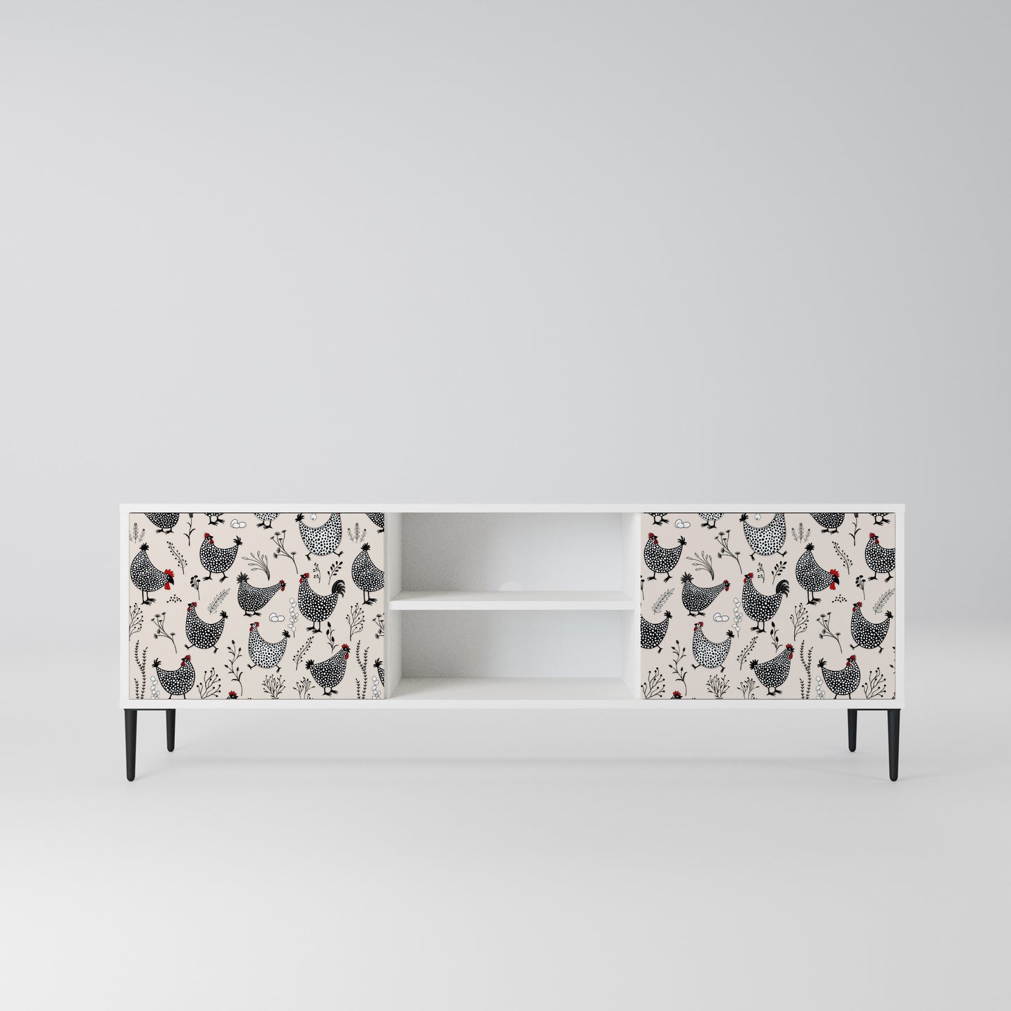 HAPPY HENS Mobile TV a 2 Ante in Finitura Bianca