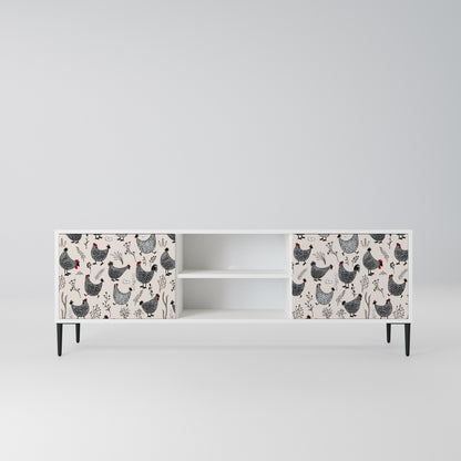 HAPPY HENS Mobile TV a 2 Ante in Finitura Bianca