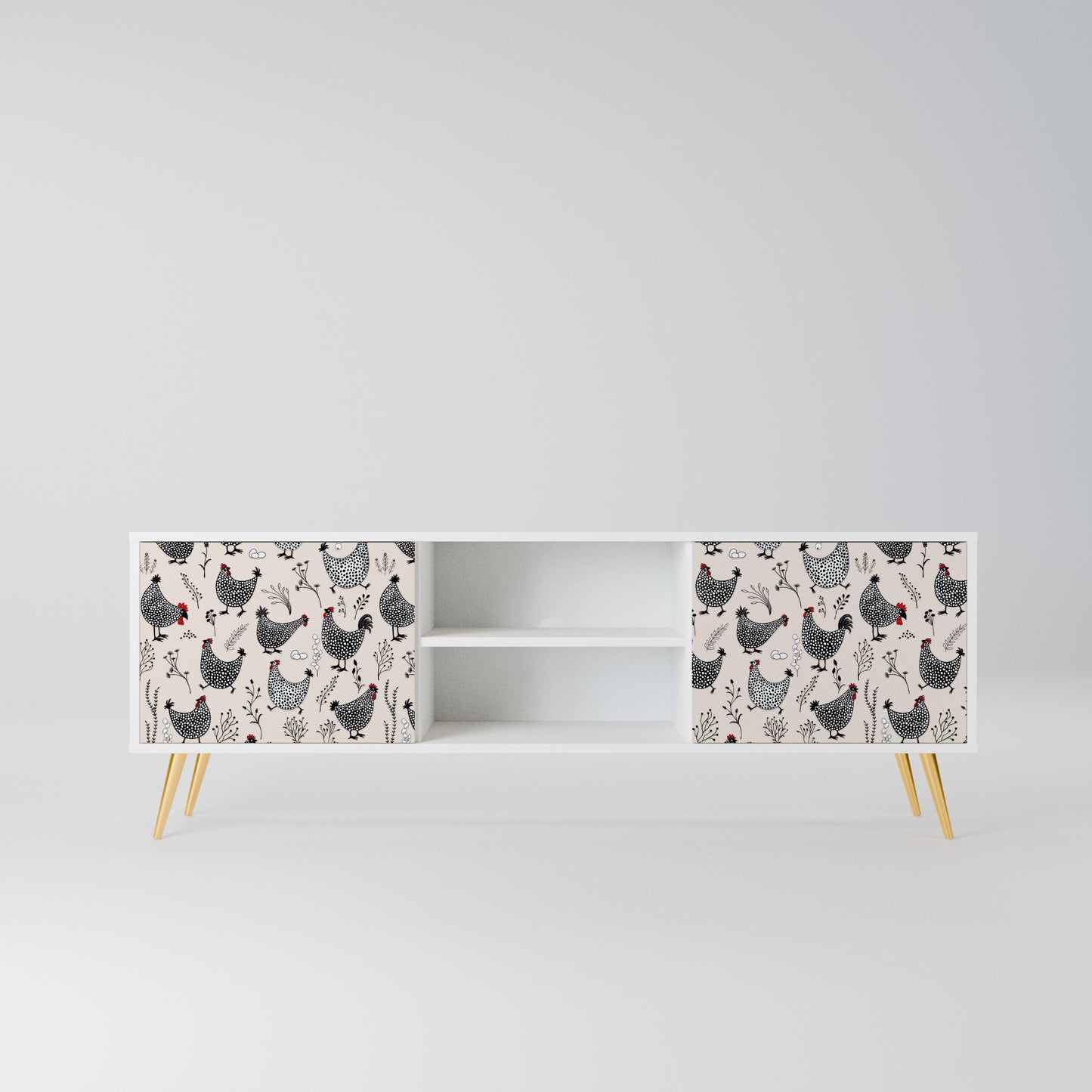 HAPPY HENS Mobile TV a 2 Ante in Finitura Bianca