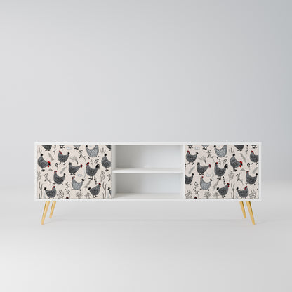 HAPPY HENS Mobile TV a 2 Ante in Finitura Bianca