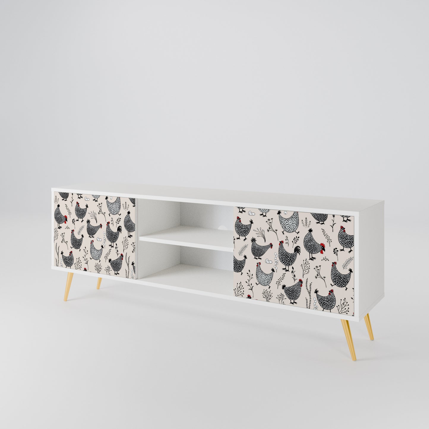 HAPPY HENS Mobile TV a 2 Ante in Finitura Bianca