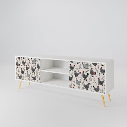 HAPPY HENS Mobile TV a 2 Ante in Finitura Bianca