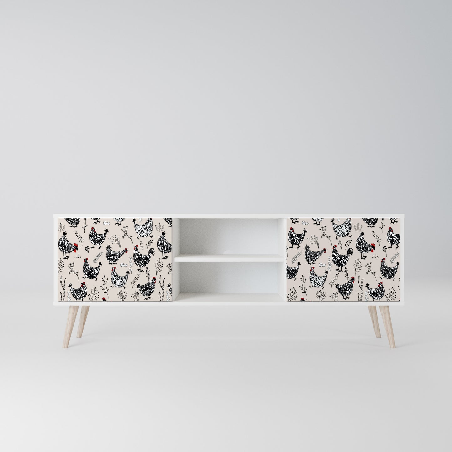 HAPPY HENS Mobile TV a 2 Ante in Finitura Bianca