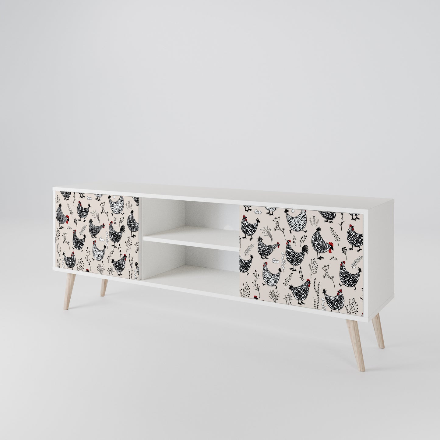 HAPPY HENS Mobile TV a 2 Ante in Finitura Bianca