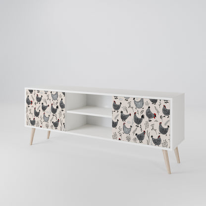 HAPPY HENS Mobile TV a 2 Ante in Finitura Bianca