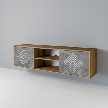 Mobile TV a 2 ante POLYGONAL ARTISTRY in effetto rovere