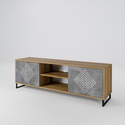 Mobile TV a 2 ante POLYGONAL ARTISTRY in effetto rovere
