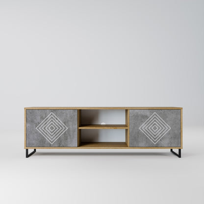 Mobile TV a 2 ante POLYGONAL ARTISTRY in effetto rovere