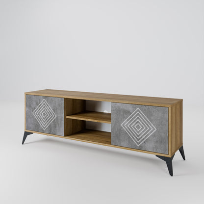Mobile TV a 2 ante POLYGONAL ARTISTRY in effetto rovere