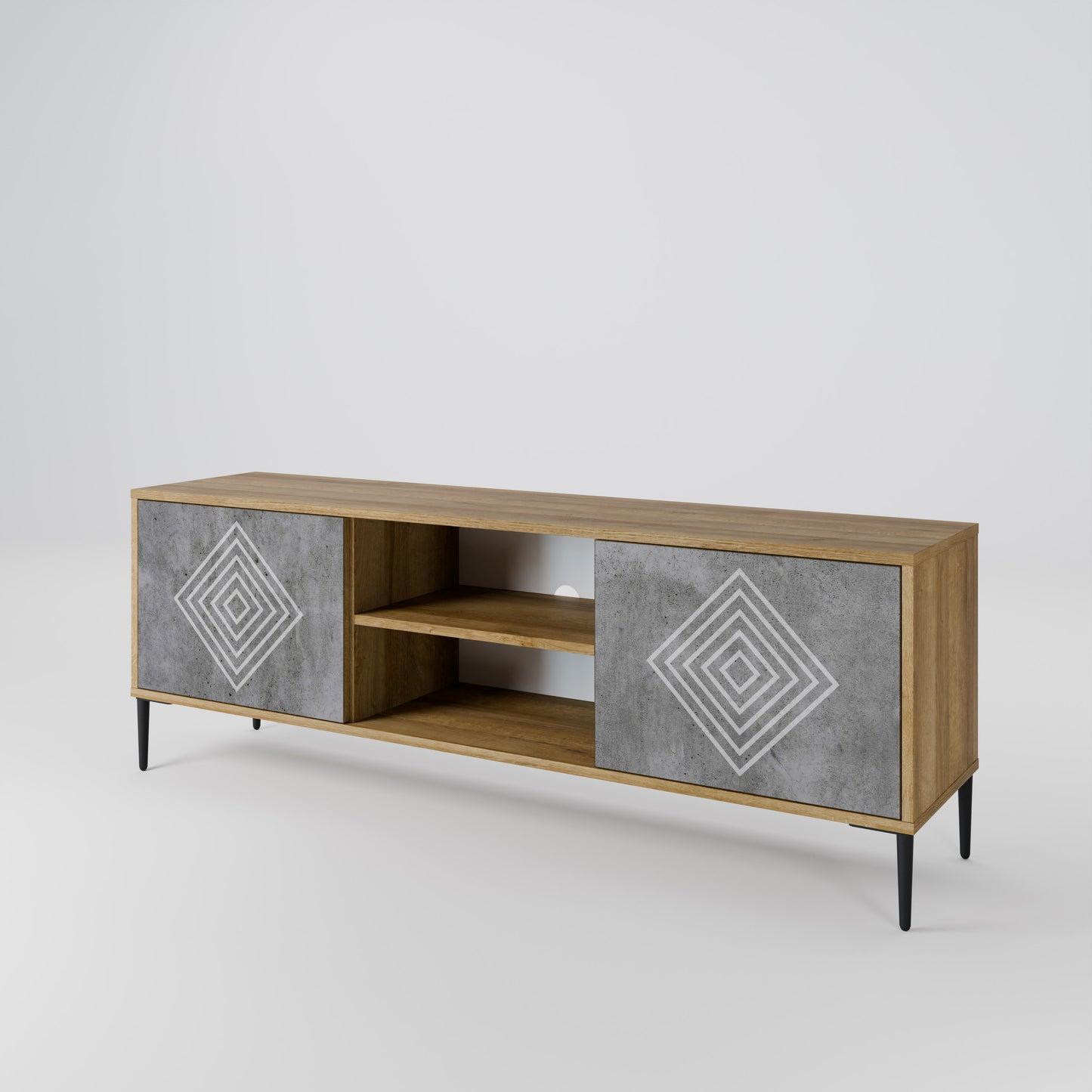 Mobile TV a 2 ante POLYGONAL ARTISTRY in effetto rovere
