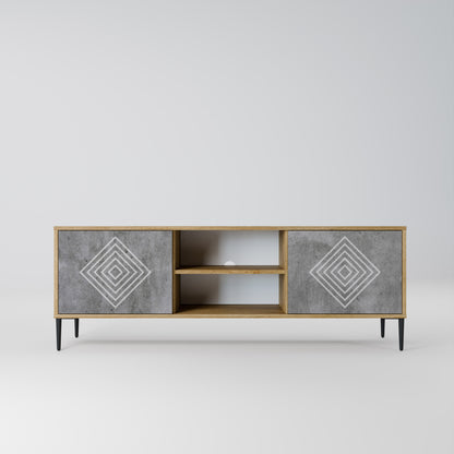 Mobile TV a 2 ante POLYGONAL ARTISTRY in effetto rovere