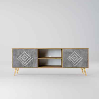 Mobile TV a 2 ante POLYGONAL ARTISTRY in effetto rovere