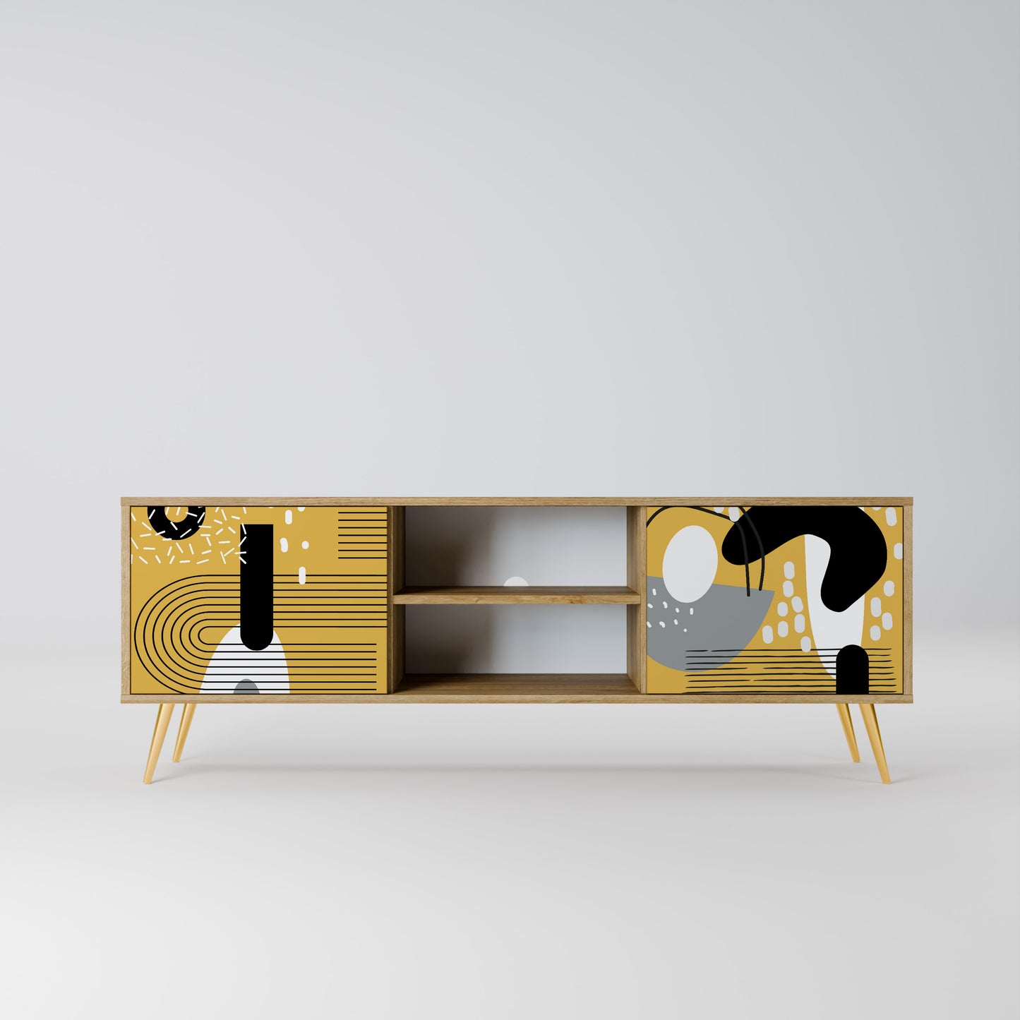 Porta TV a 2 ante SHAPESHIFT SYMPHONY in effetto rovere