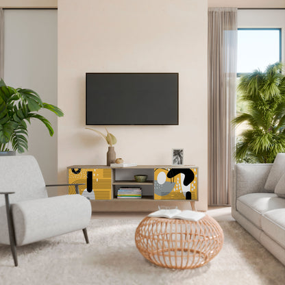 Porta TV a 2 ante SHAPESHIFT SYMPHONY in effetto rovere
