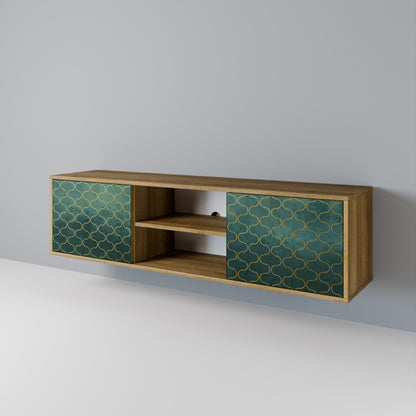 Mobile TV TESSELATED GREENERY a 2 ante in effetto rovere