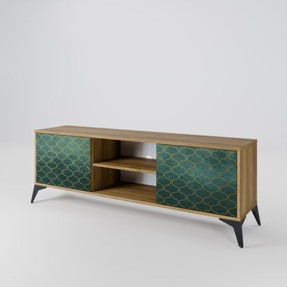 Mobile TV TESSELATED GREENERY a 2 ante in effetto rovere