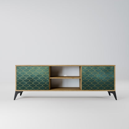 Mobile TV TESSELATED GREENERY a 2 ante in effetto rovere