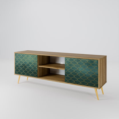 Mobile TV TESSELATED GREENERY a 2 ante in effetto rovere