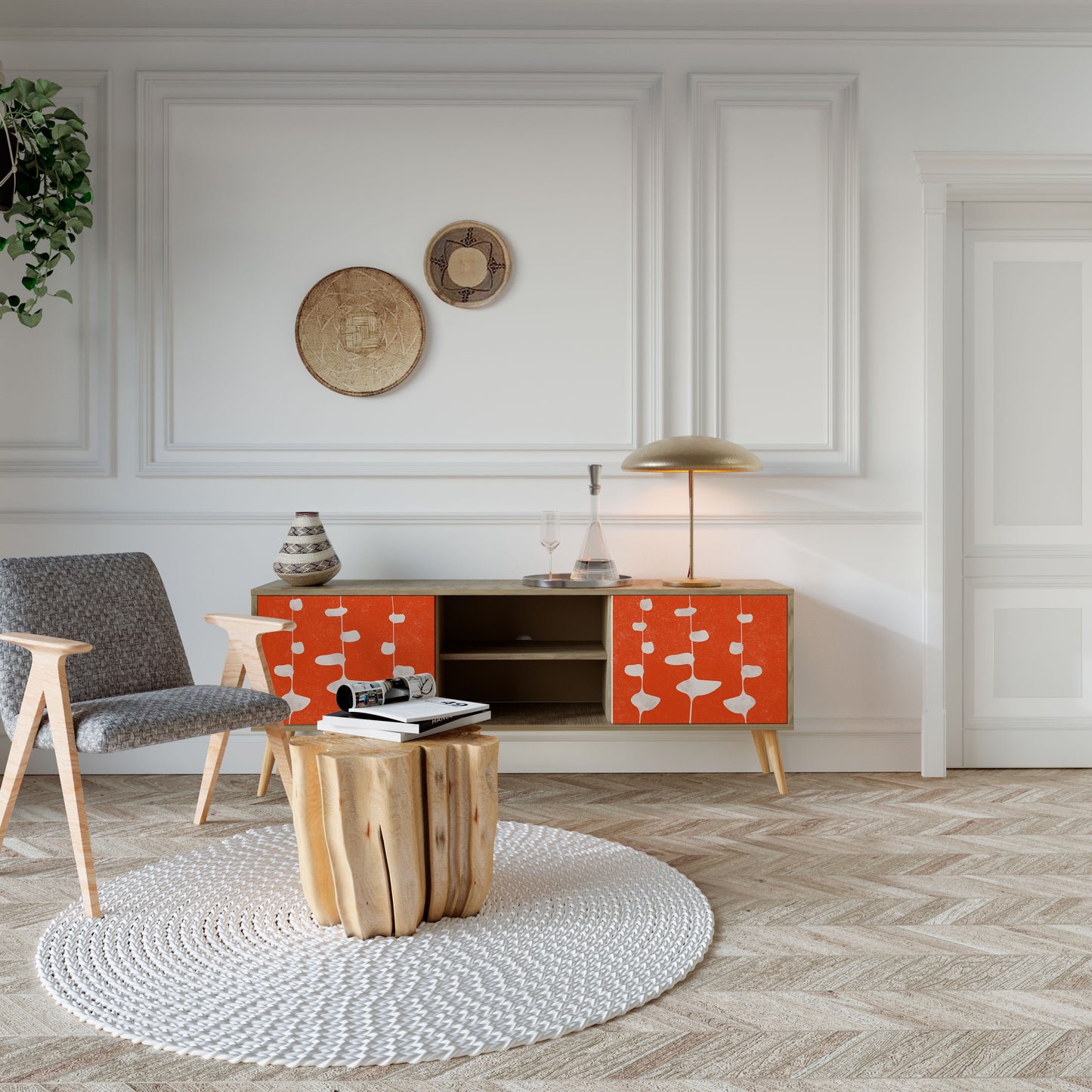 Mobile TV COURAGE MOLD a 2 ante in effetto rovere