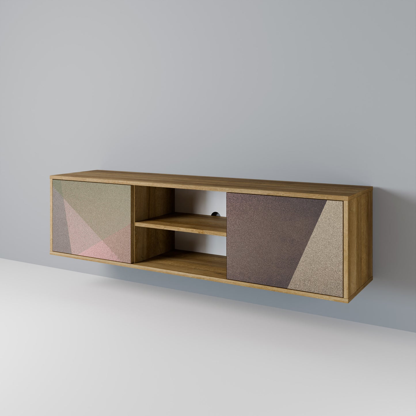 Mobile TV BEIGE GEOMETRY a 2 ante in effetto rovere