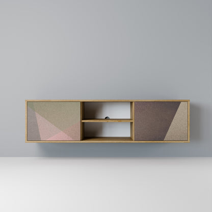 Mobile TV BEIGE GEOMETRY a 2 ante in effetto rovere