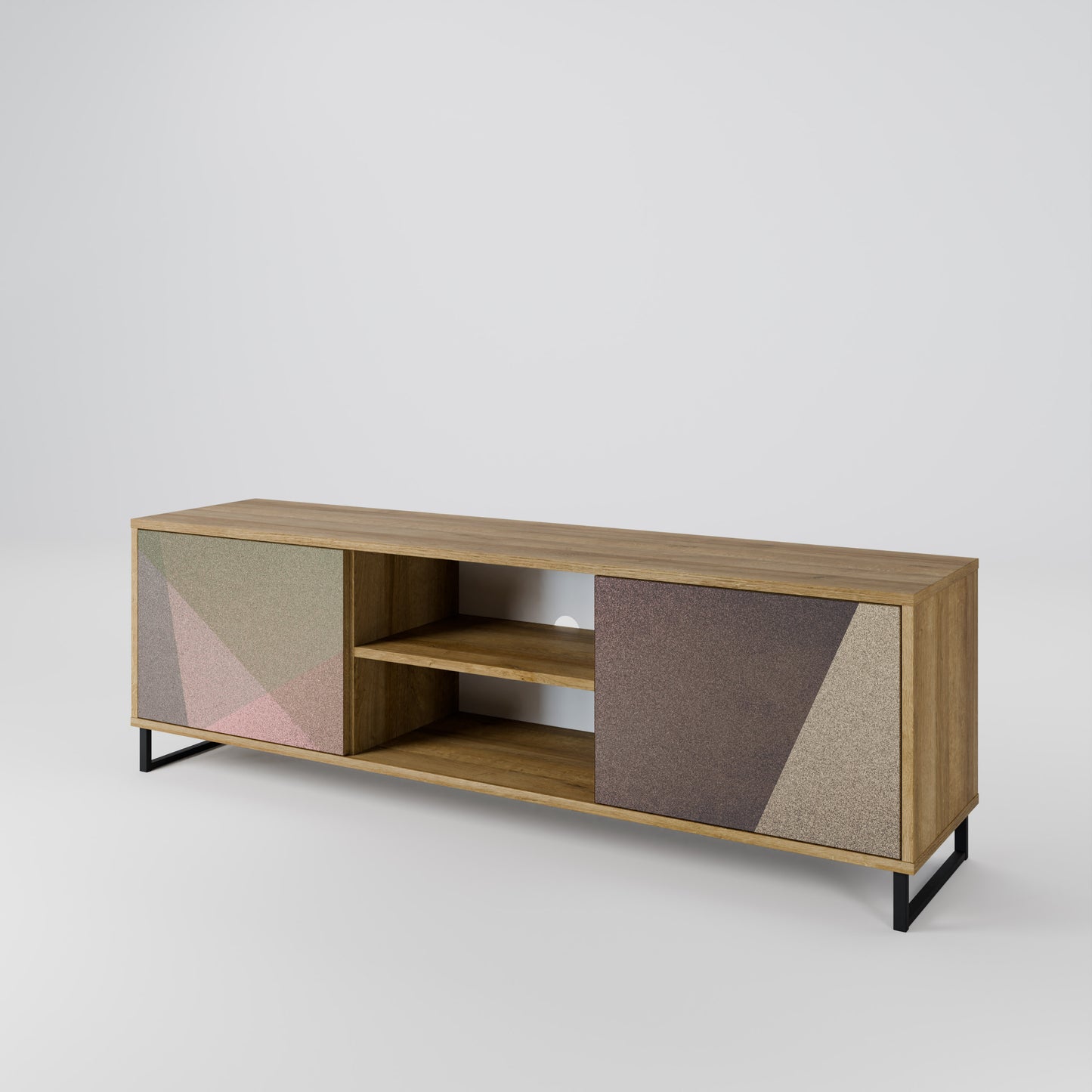 Mobile TV BEIGE GEOMETRY a 2 ante in effetto rovere