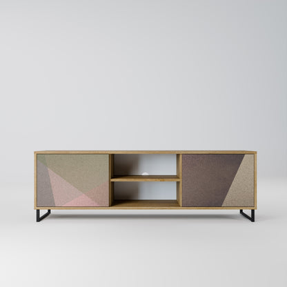 Mobile TV BEIGE GEOMETRY a 2 ante in effetto rovere